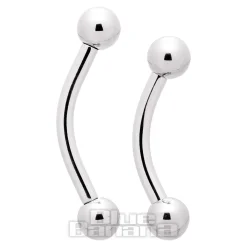 Blue Banana Polished Titanium Internally Threaded Curved Barbell 3mm Ball (Silver)
