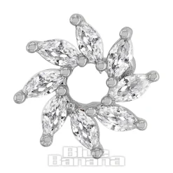 Blue Banana Polished Titanium 1.2 X 8mm Flower Threadless Labret (Silver)