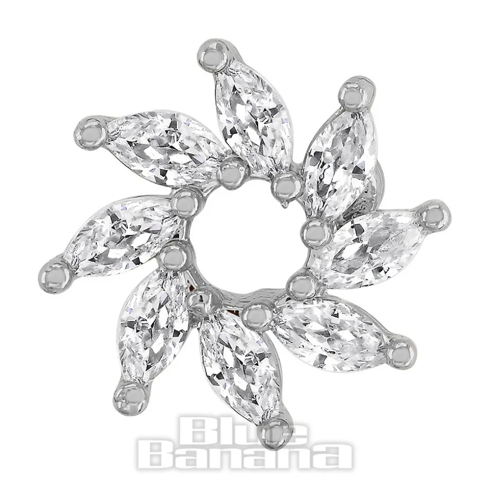 Blue Banana Polished Titanium 1.2 X 8mm Flower Threadless Labret (Silver)