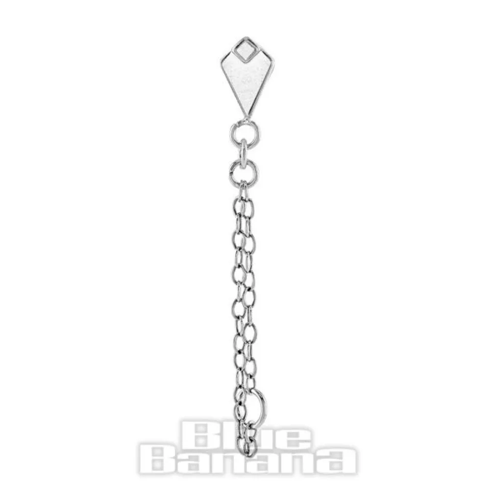 Blue Banana Polished Titanium 1.2 x 8mm Diamond Chain Threadless Labret (Silver)
