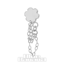 Blue Banana Polished Titanium 1.2 x 8mm Flower Chain Threadless Labret (Silver)