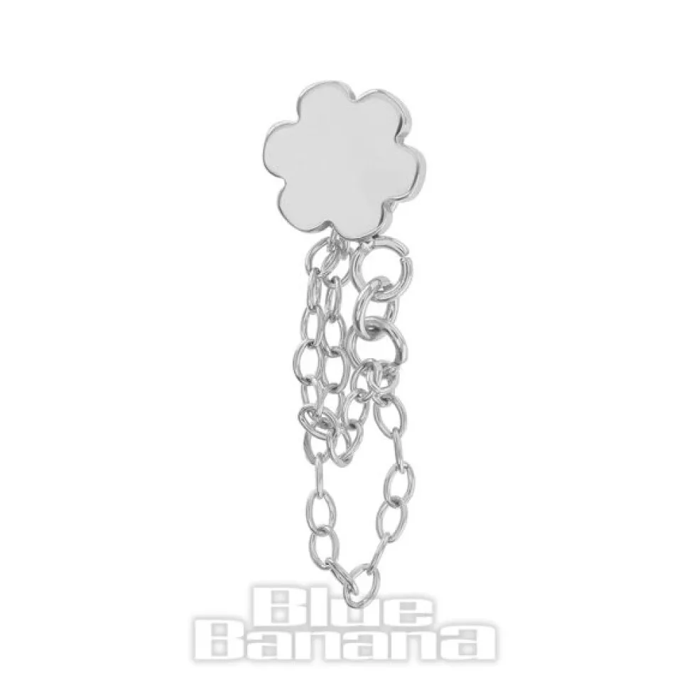 Blue Banana Polished Titanium 1.2 x 8mm Flower Chain Threadless Labret (Silver)