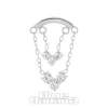 Blue Banana Polished Titanium 1.2 x 8mm Bar Double Chain & 3 Gem Threadless Labret (Silver)