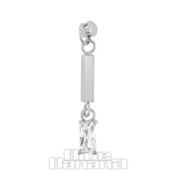 Blue Banana Polished Titanium 1.2 x 8mm Straight Bar Gem Drop Threadless Labret (Silver)