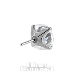 Blue Banana Polished Titanium 4mm Claw Gem Threadless Top (Crystal)