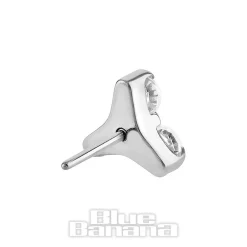 Blue Banana Polished Titanium 5mm Trio Cubic Zirconia Stone Threadless Top (Clear)