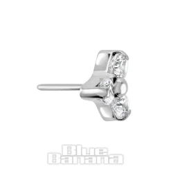 Blue Banana Polished Titanium 5mm Trio Cubic Zirconia Stone Threadless Top (Clear)