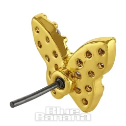 Blue Banana Polished Titanium 1.2 X 8mm Butterfly Threadless Labret (Gold)