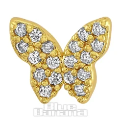 Blue Banana Polished Titanium 1.2 X 8mm Butterfly Threadless Labret (Gold)