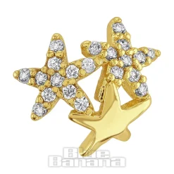 Blue Banana Polished Titanium 1.2 X 8mm 3 Star Threadless Labret (Gold)