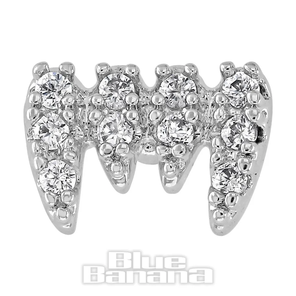 Blue Banana Polished Titanium Fangs Threadless Top (Silver)