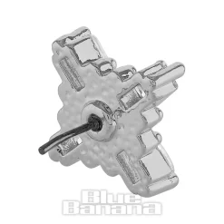 Blue Banana Polished Titanium 1.2 X 8mm Cross Gem Threadless Labret (Silver)