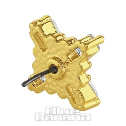 Blue Banana Polished Titanium 1.2 X 8mm Cross Gem Threadless Labret (Gold)