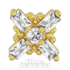 Blue Banana Polished Titanium 1.2 X 8mm Cross Gem Threadless Labret (Gold)