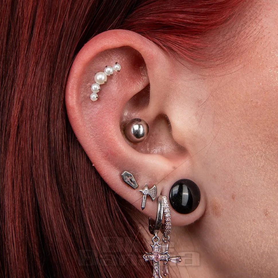 Blue Banana Polished Titanium 1.2x10mm Pearl Threadless Labret (Pearl)