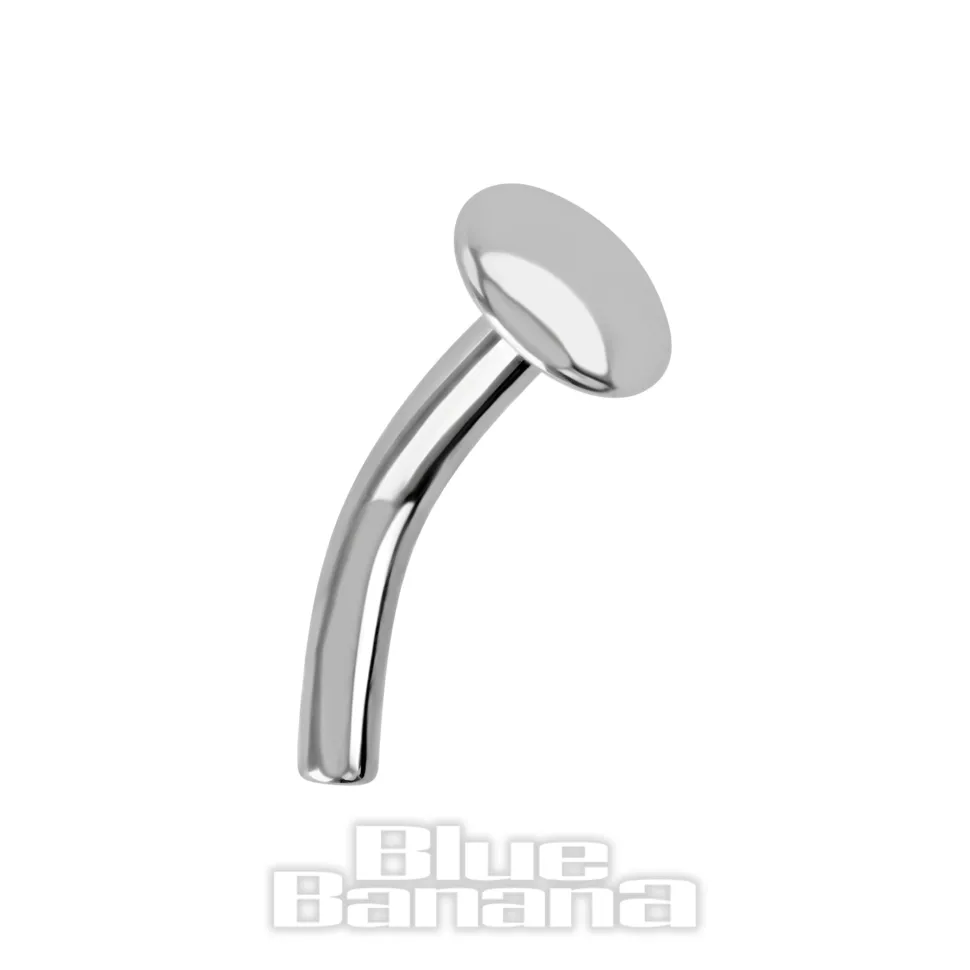 Blue Banana Polished Titanium Threadless Curved Labret Base (Silver)