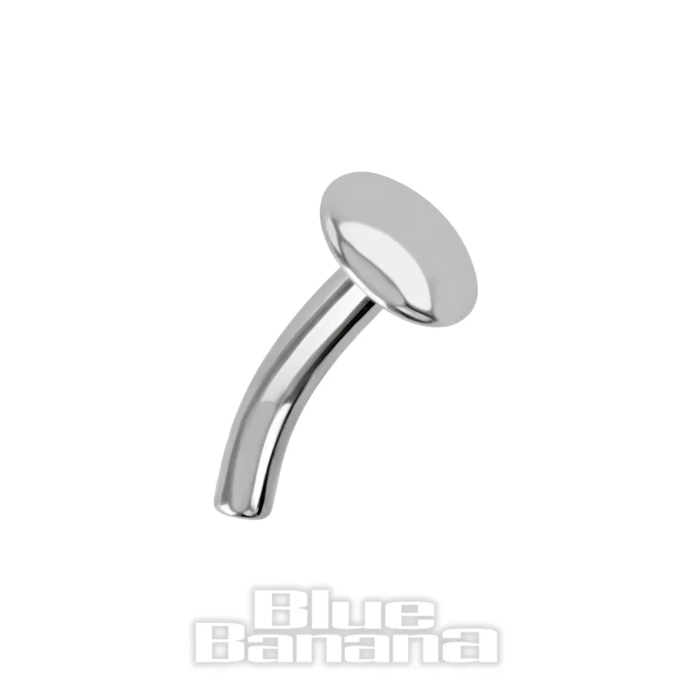 Blue Banana Polished Titanium Threadless Curved Labret Base (Silver)