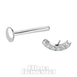 Blue Banana Polished Titanium 1.6X12mm Threadless Curved Floating Navel Bar (Silver)