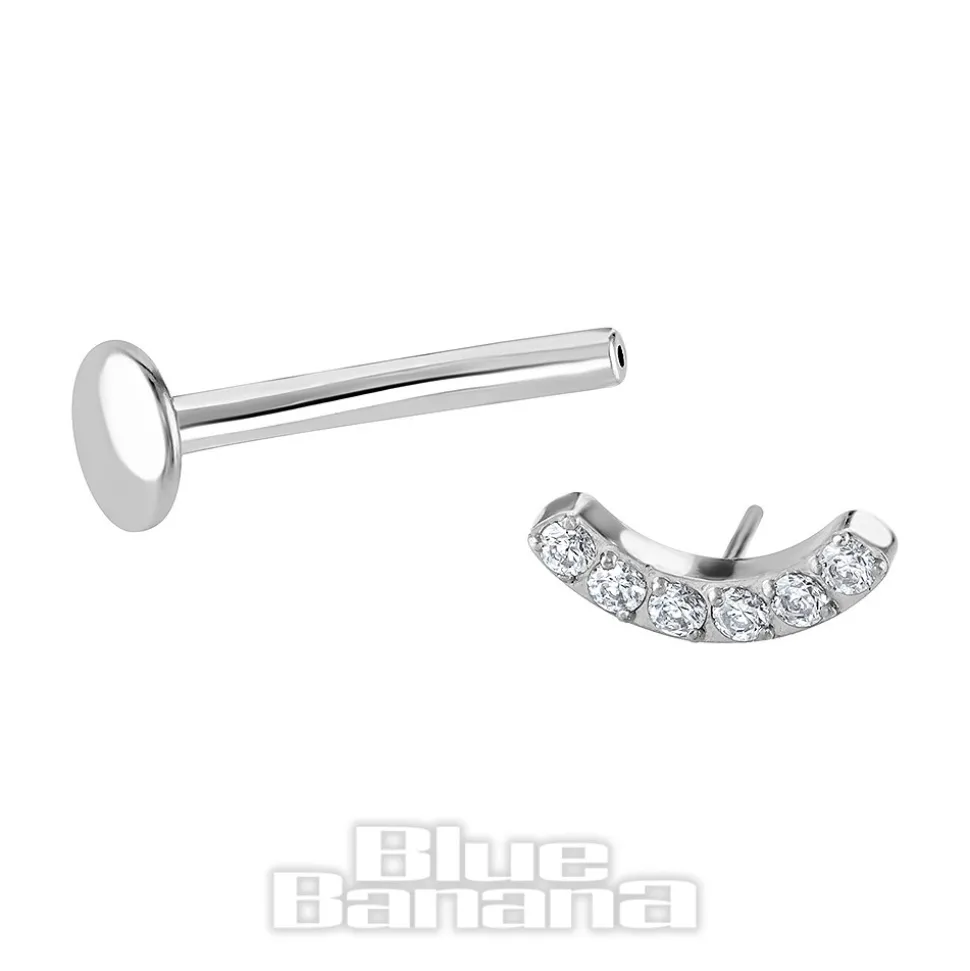 Blue Banana Polished Titanium 1.6X12mm Threadless Curved Floating Navel Bar (Silver)