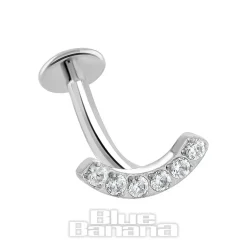 Blue Banana Polished Titanium 1.6X12mm Threadless Curved Floating Navel Bar (Silver)
