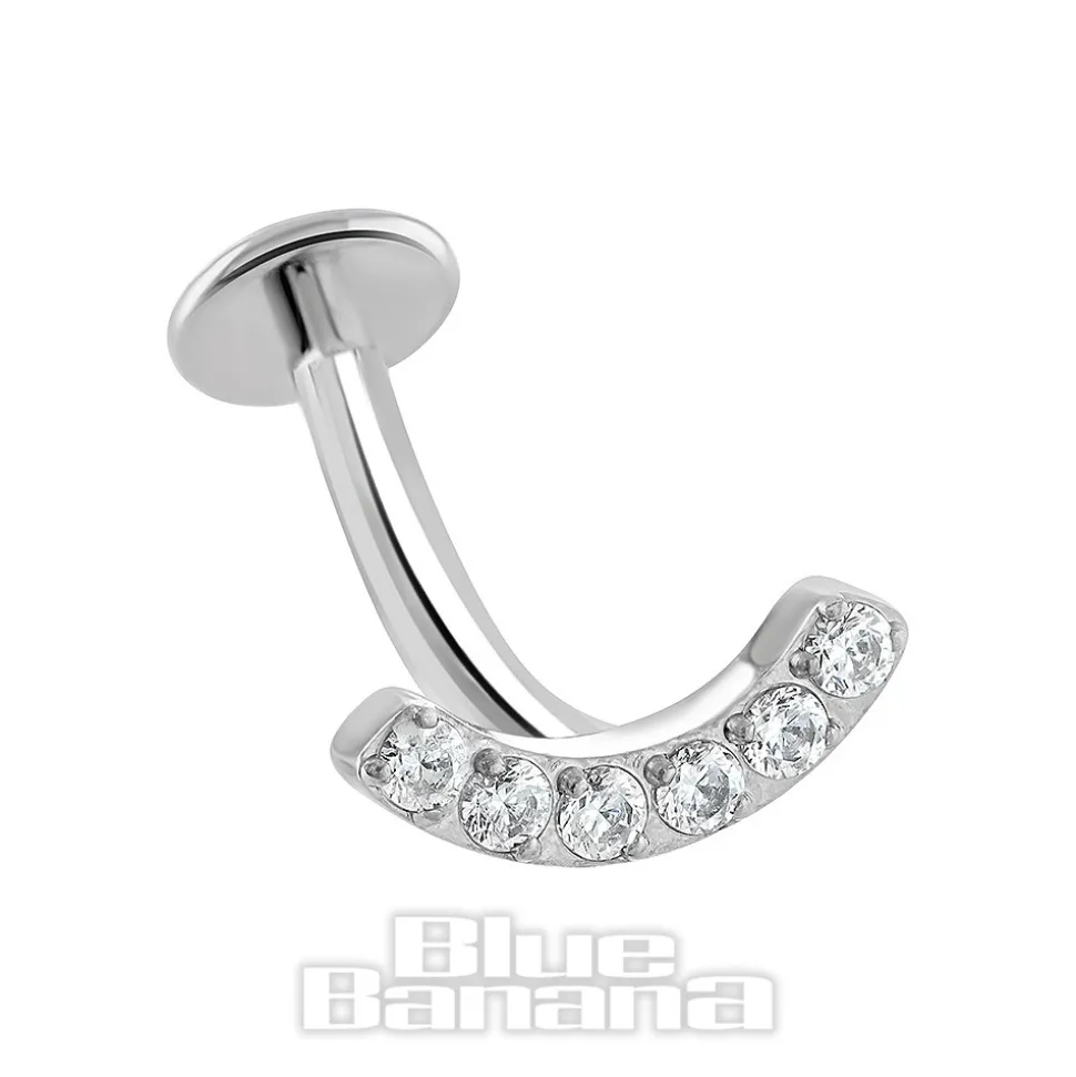 Blue Banana Polished Titanium 1.6X12mm Threadless Curved Floating Navel Bar (Silver)