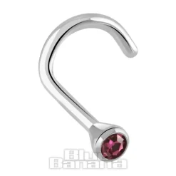 Blue Banana Polished Titanium 2mm Nose Stud (Amethyst)