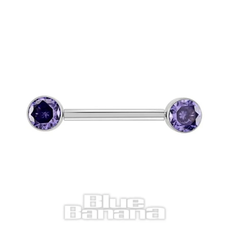 Blue Banana Polished Titanium Threadless Nipple Bar (Purple)