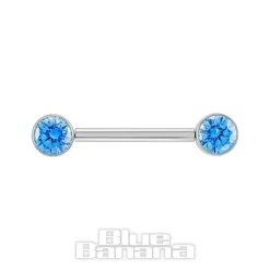 Blue Banana Polished Titanium Threadless Nipple Bar (Aqua)