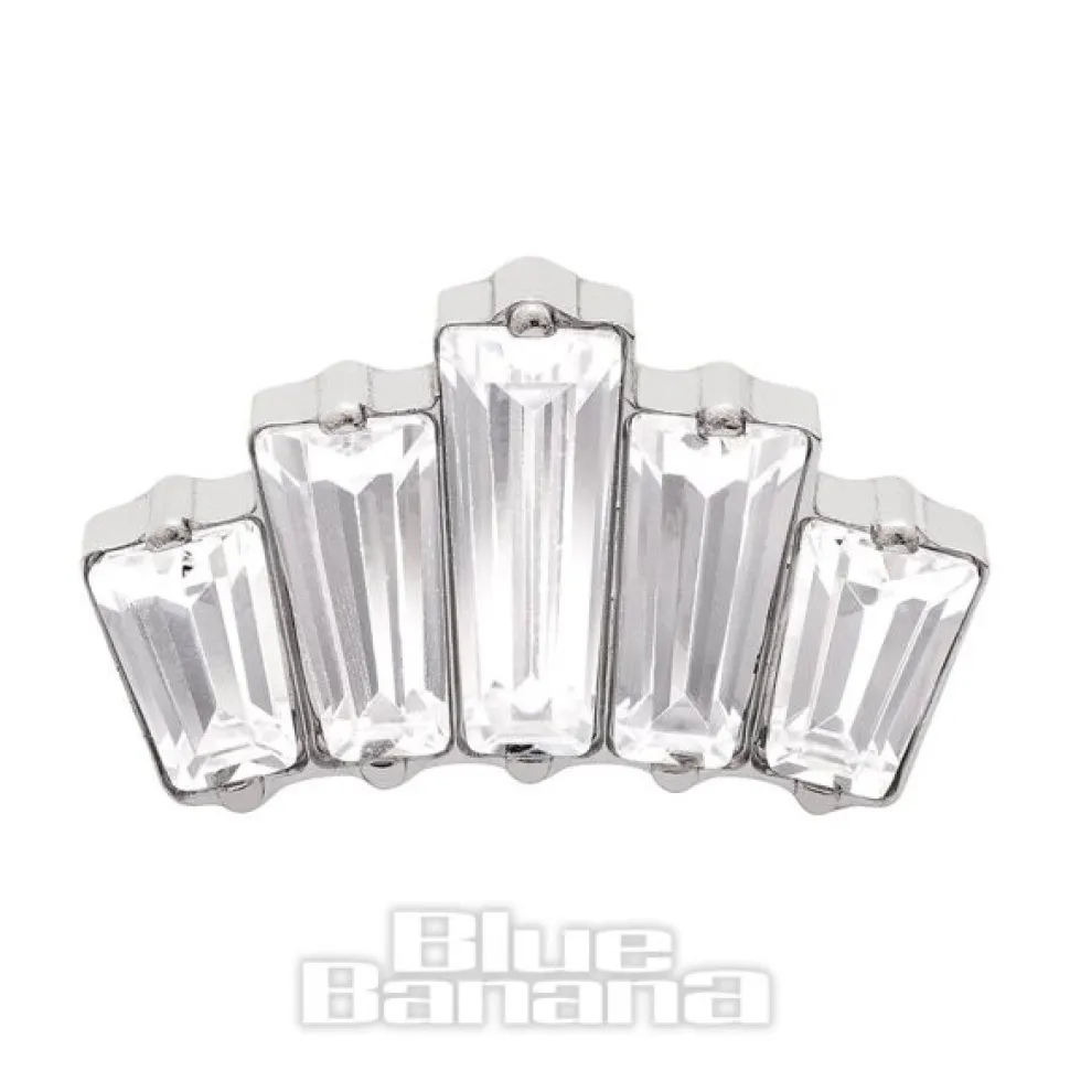 Blue Banana Polished Titanium 5 Rectangle Cubic Zirconia Threadless Top