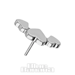 Blue Banana Polished Titanium Triple Heart Threadless Top (Silver)