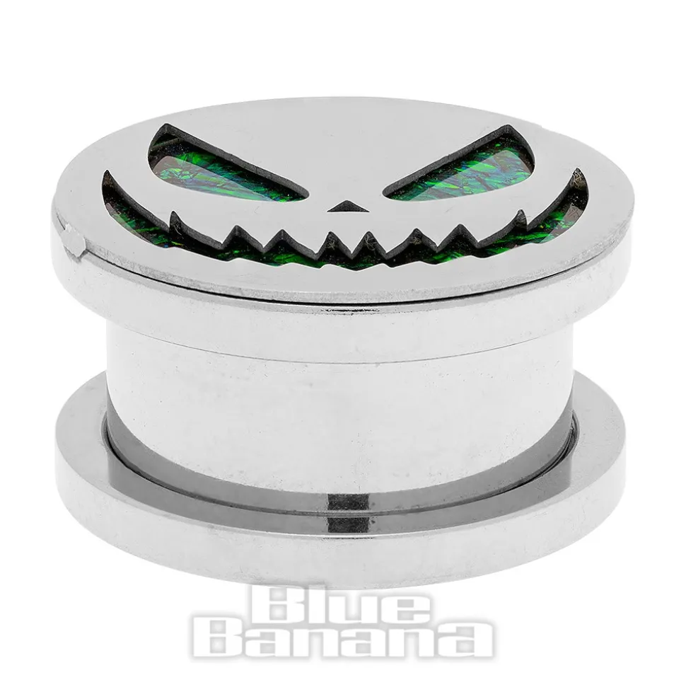 Blue Banana Pumpkin Surgical Steel Tunnel (Silver/Green)