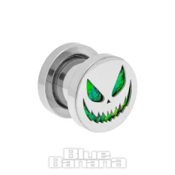 Blue Banana Pumpkin Surgical Steel Tunnel (Silver/Green)