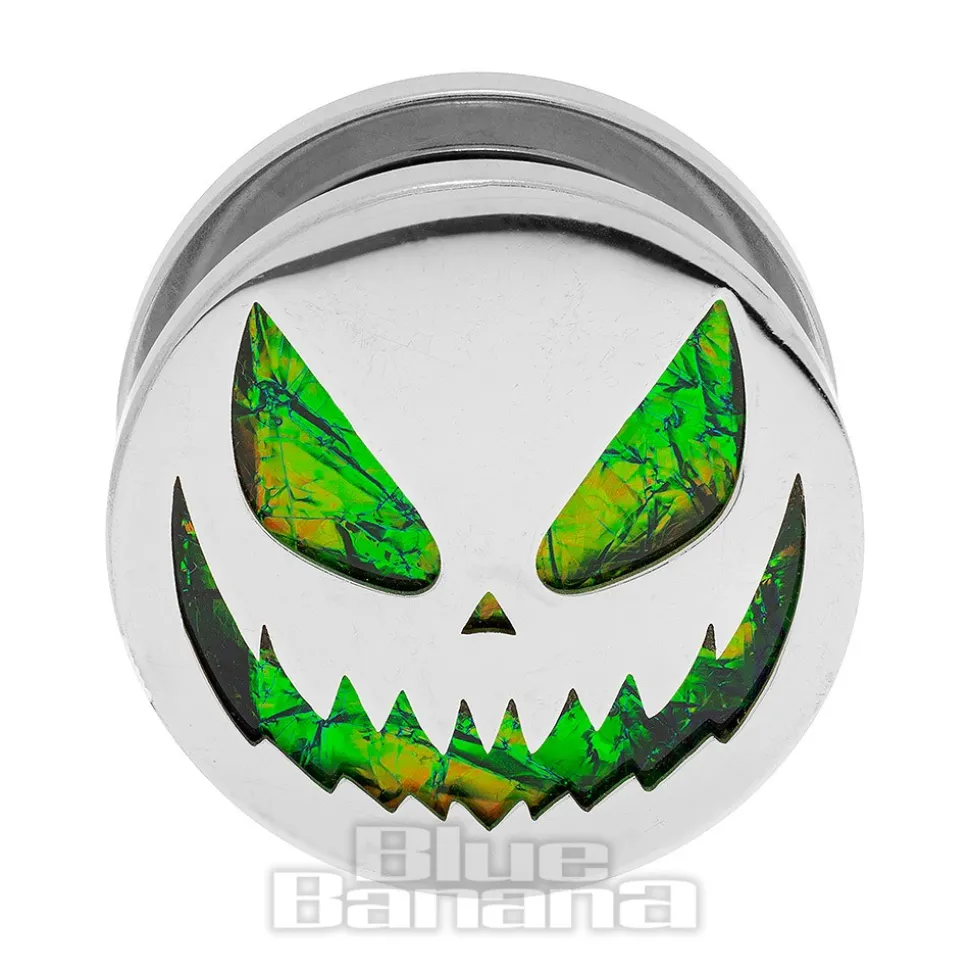 Blue Banana Pumpkin Surgical Steel Tunnel (Silver/Green)