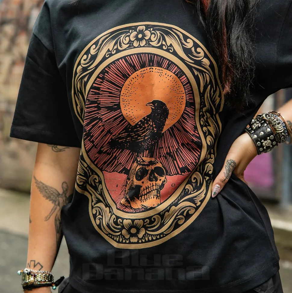 Blue Banana Raven Skull T-Shirt (Black)