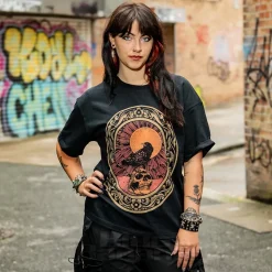 Blue Banana Raven Skull T-Shirt (Black)