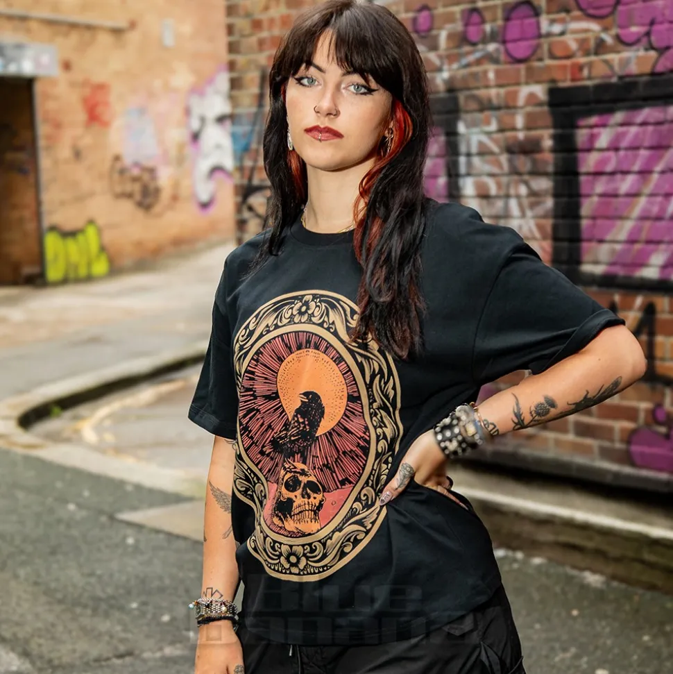 Blue Banana Raven Skull T-Shirt (Black)