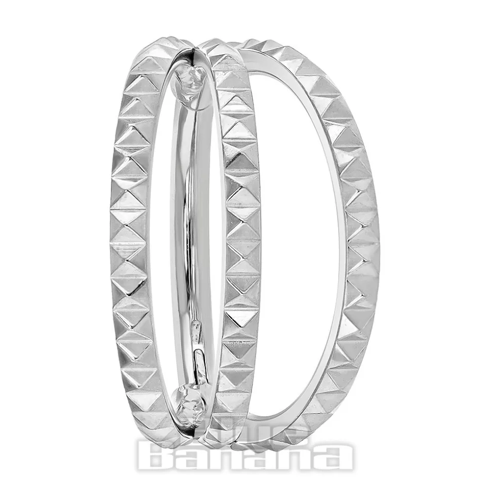 Blue Banana Ridges Triple Row Polished Titanium 1.2mm Hinged Segment Ring (Silver)