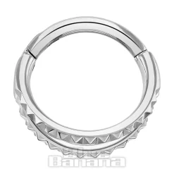 Blue Banana Ridges Triple Row Polished Titanium 1.2mm Hinged Segment Ring (Silver)