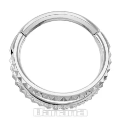 Blue Banana Ridges Triple Row Polished Titanium 1.2mm Hinged Segment Ring (Silver)