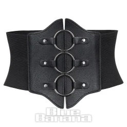 Blue Banana 3 Ring Wide Waist Belt (Black)