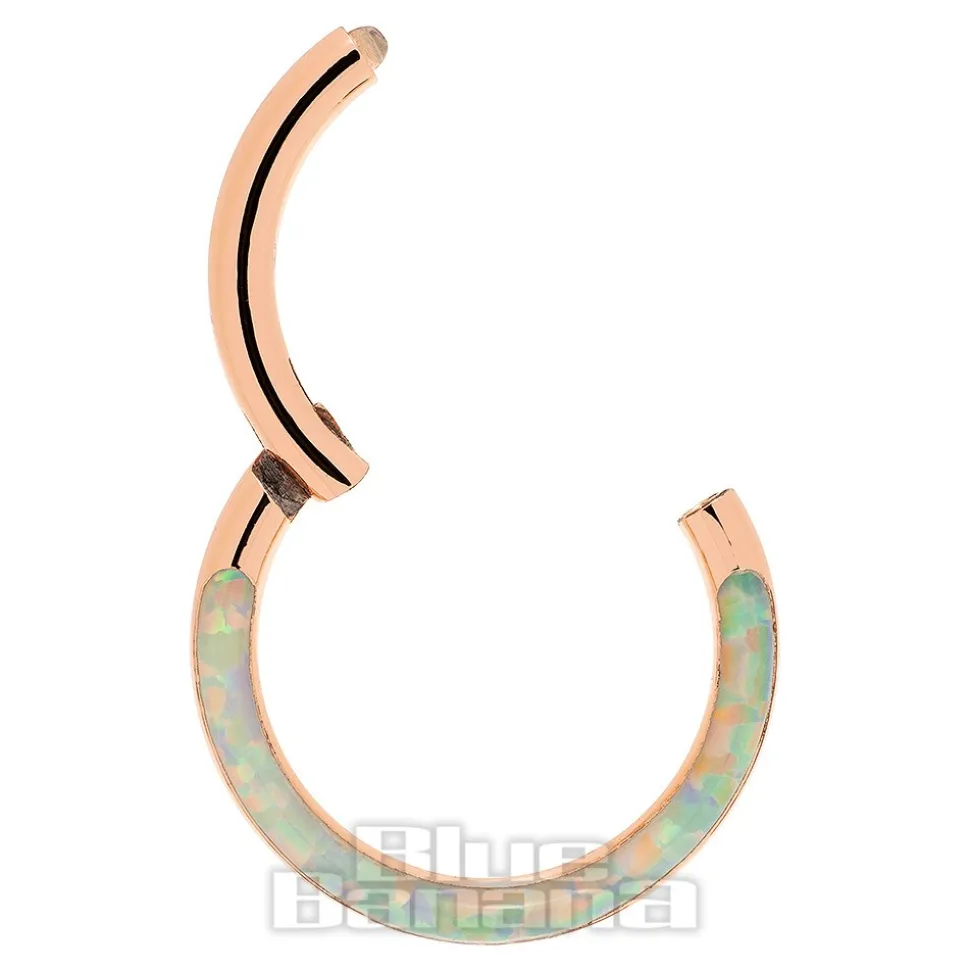 Blue Banana Rose Gold 1.2mm Hinged Segment Ring (Half Opal)