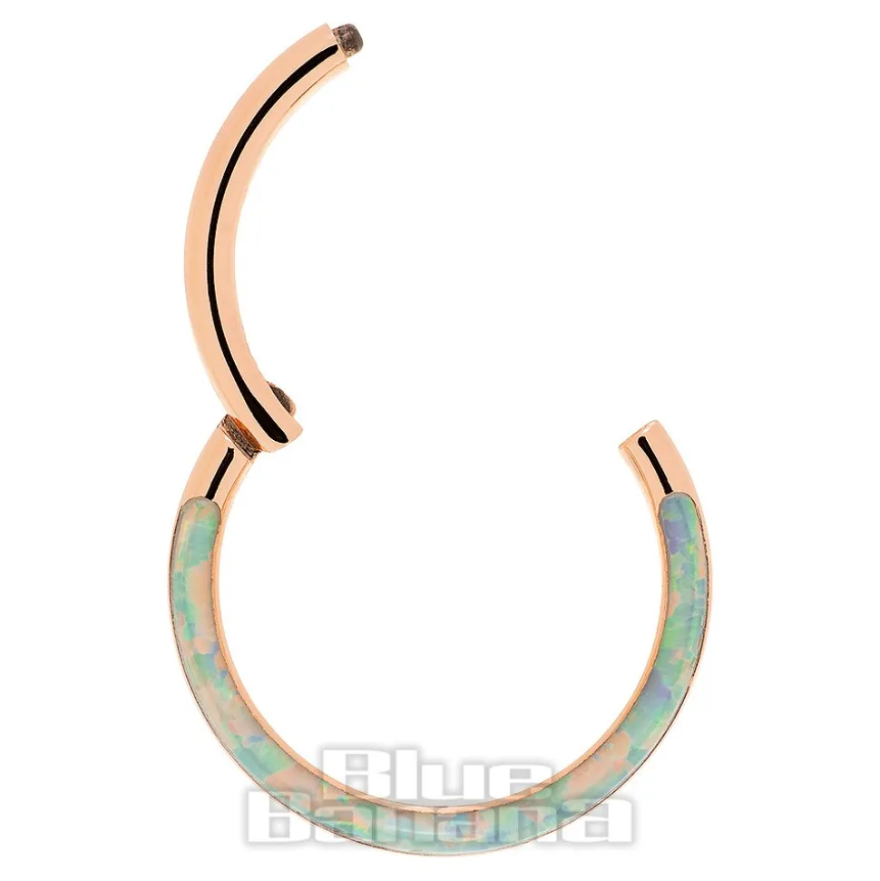 Blue Banana Rose Gold 1.2mm Hinged Segment Ring (Half Opal)