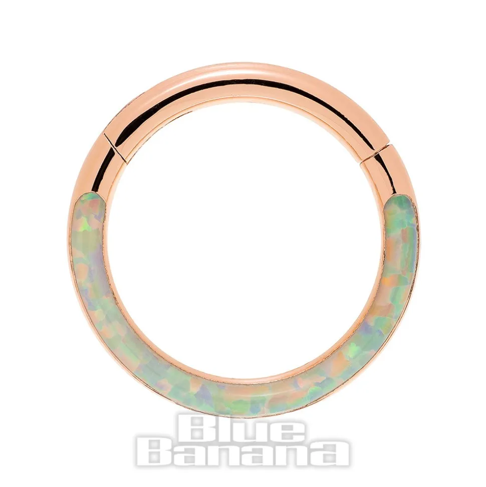 Blue Banana Rose Gold 1.2mm Hinged Segment Ring (Half Opal)
