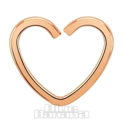 Blue Banana Rose Gold 1.2mm x 10mm Daith Heart Ring (Rose Gold)