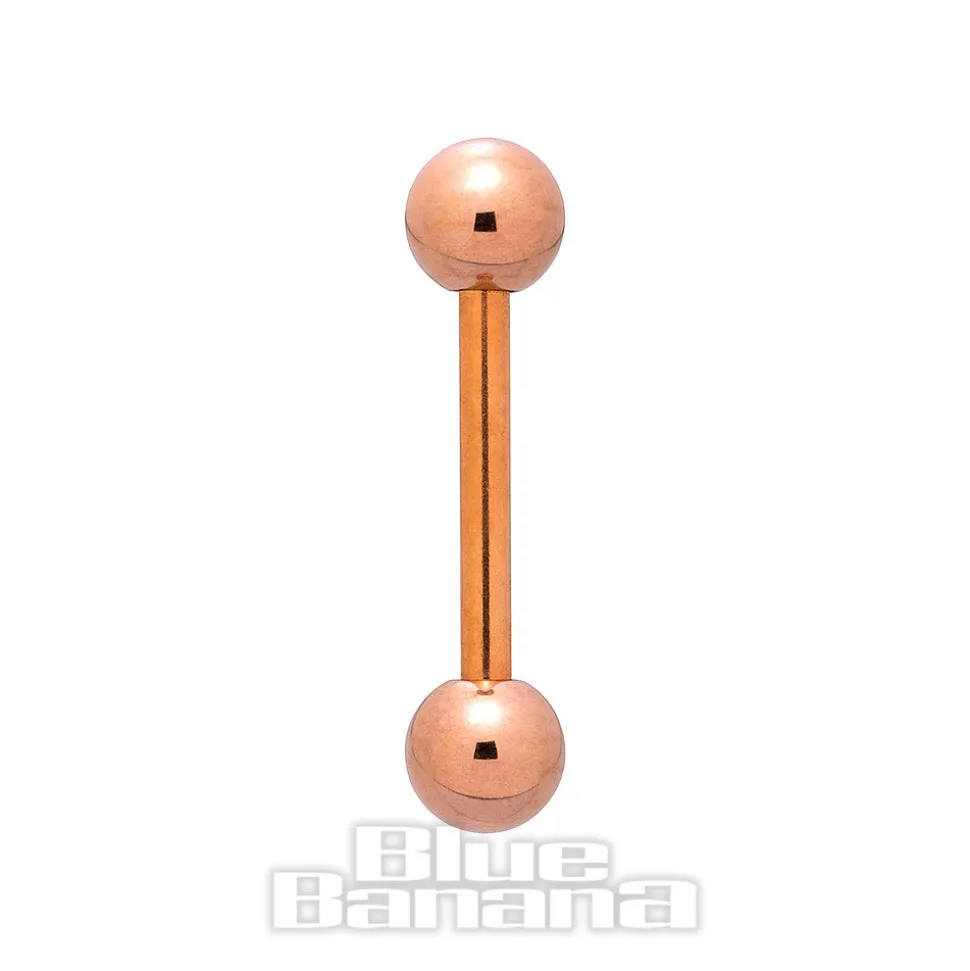 Blue Banana Rose Gold PVD Coated Steel 1.6mm Barbell (Rose Gold)