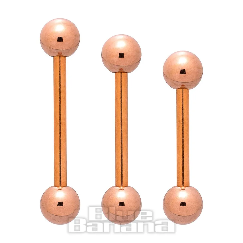 Blue Banana Rose Gold PVD Coated Steel 1.6mm Barbell (Rose Gold)