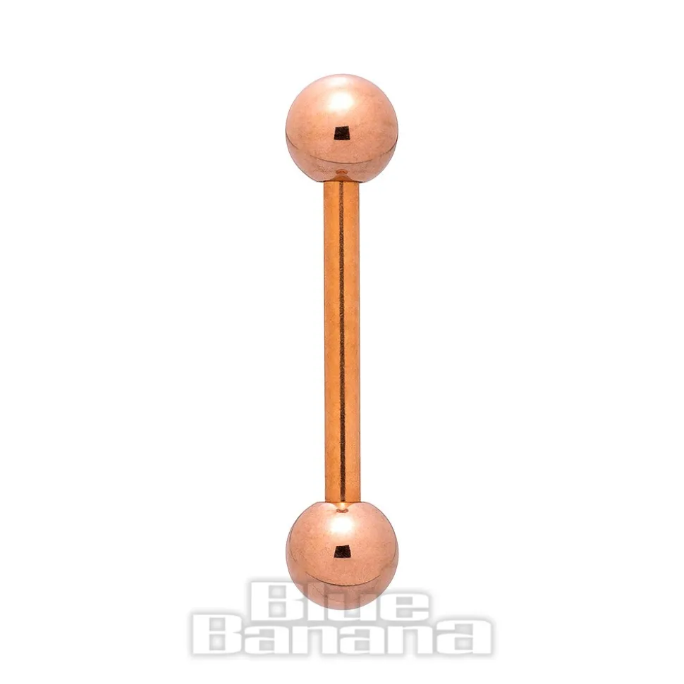 Blue Banana Rose Gold PVD Coated Steel 1.6mm Barbell (Rose Gold)