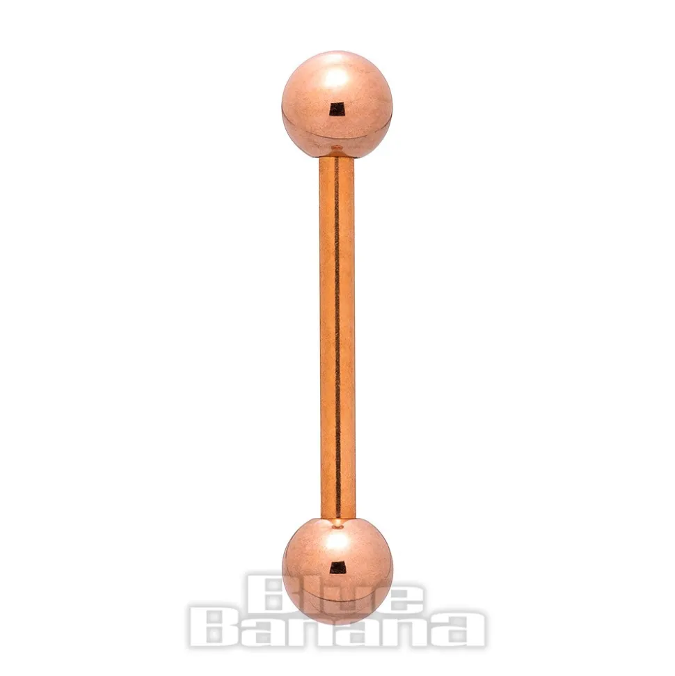 Blue Banana Rose Gold PVD Coated Steel 1.6mm Barbell (Rose Gold)