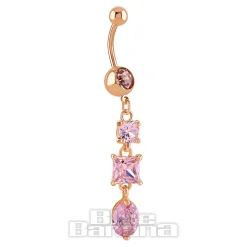 Blue Banana Rose Gold Surgical Steel 1.6 x 10mm Dangle Jewel Navel Bar (Rose)