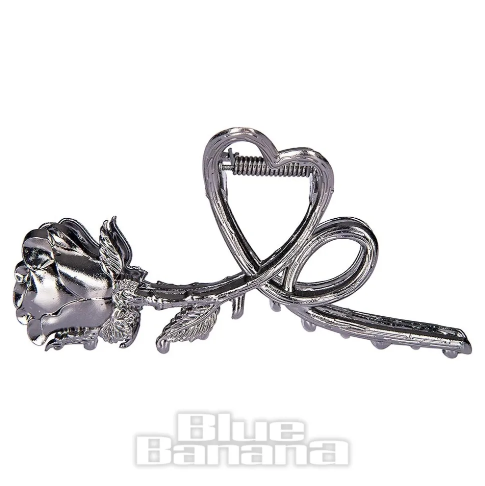 Blue Banana Rose & Thorn Hair Clip (Black)